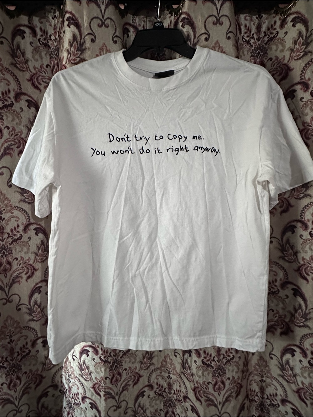 H&M White Crewneck Tee with Handwritten Slogan